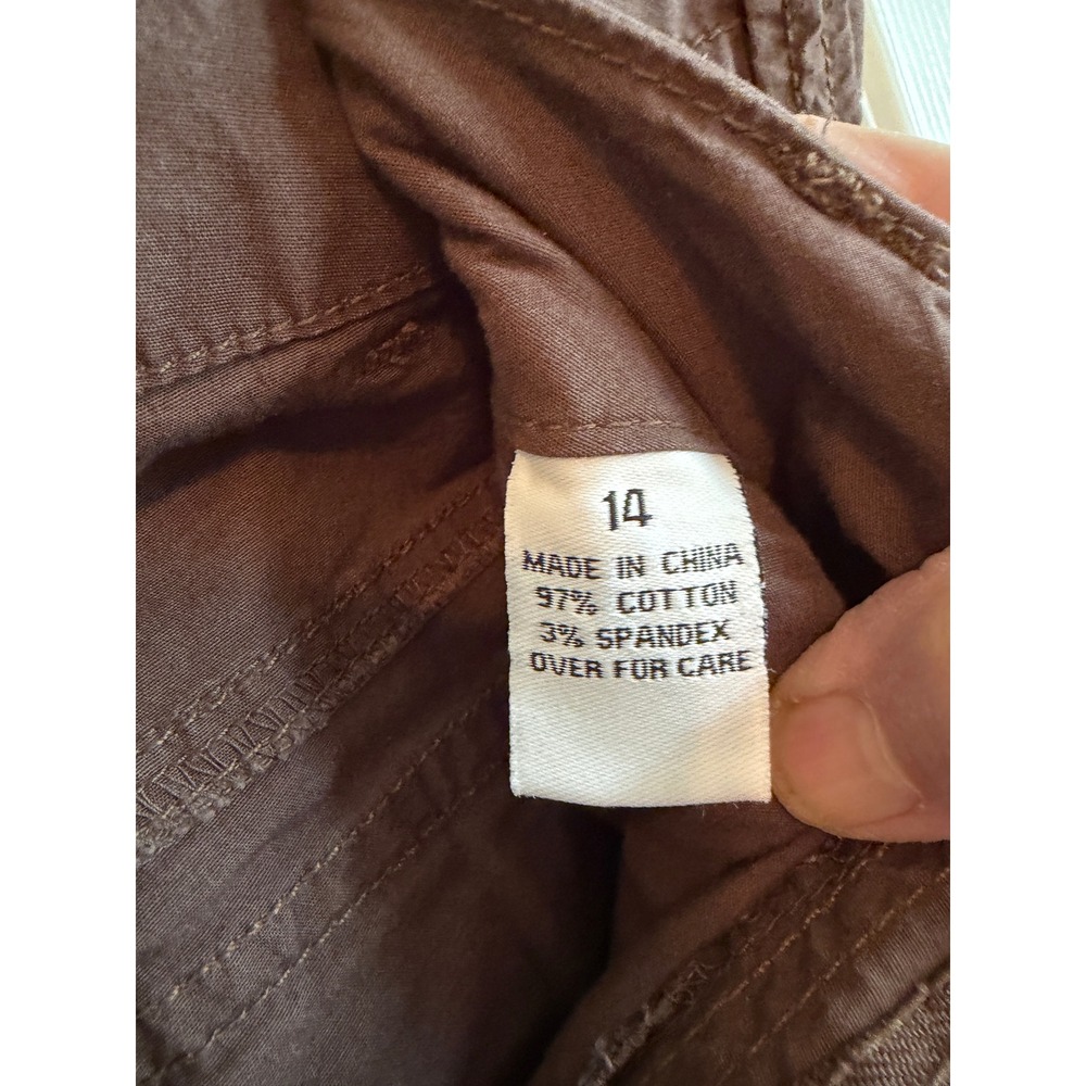 US Polo Assn Brown Cargo Capri Womens 14 Y2K Vintage Drawstring Crop Pockets - Picture 4 of 5